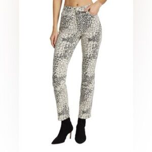 MOTHER Black and White Leopard Print Cropped Jeans
